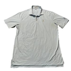 Peter Millar Summer Comfort Golf Polo Mens Size Large Blue STRIPED Logo